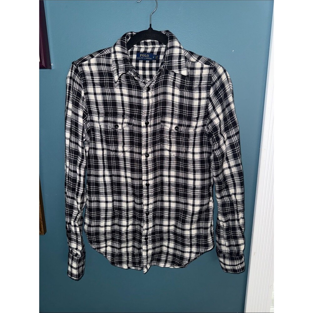 Polo by Ralph Lauren Black & White Plaid Flannel Button-Down Shirt